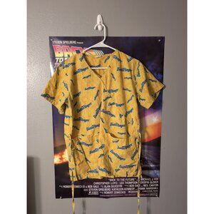 Nestle Butterfinger Women's Nurse Scrub Top Size S Pockets Tie Waist